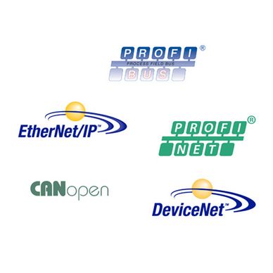 Messverstärker mit anderen Schnittstellen Logos der möglichen Feldbusse