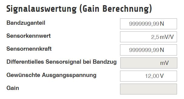 Gainkalkulator Programm zur Errechnung des Verstärkungsfaktors