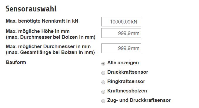 Kraftmesstechnik / Kraftmessdosen: Sensorauswahl HAEHNE Kraftmesstechnik / Kraftmessdosen | HAEHNE
